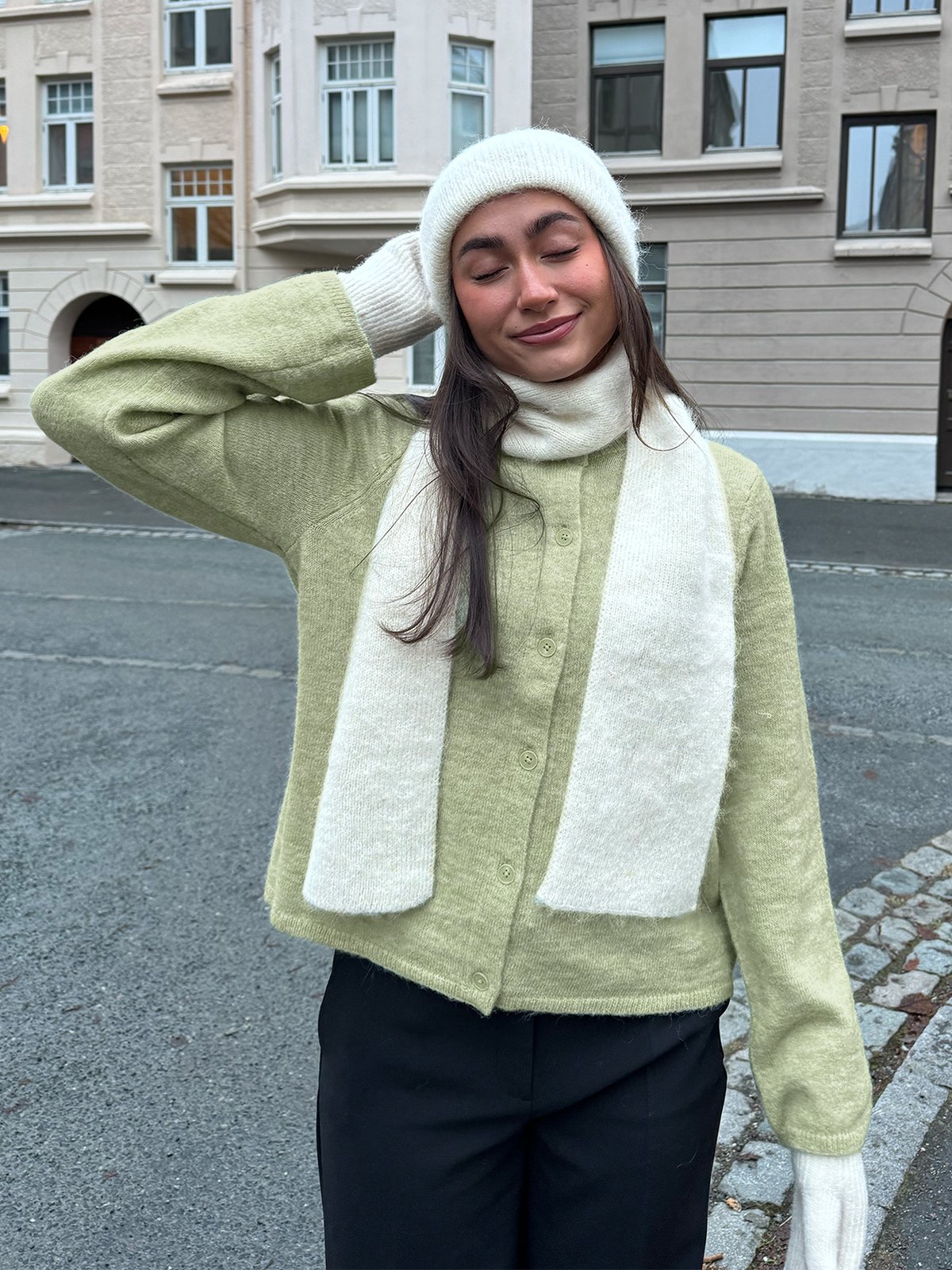 Selected Femme Lulu New Long Sleeve Knit Cardigan Lint Melange