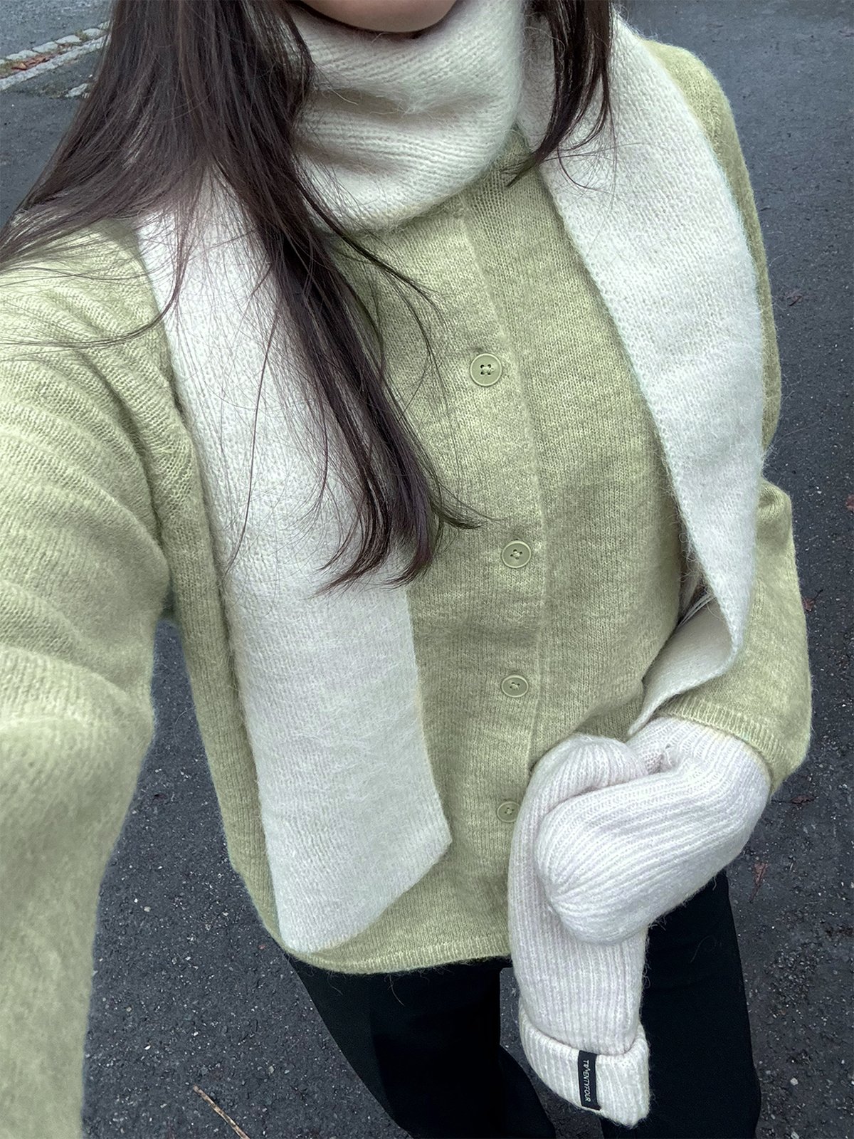 Selected Femme Lulu New Long Sleeve Knit Cardigan Lint Melange