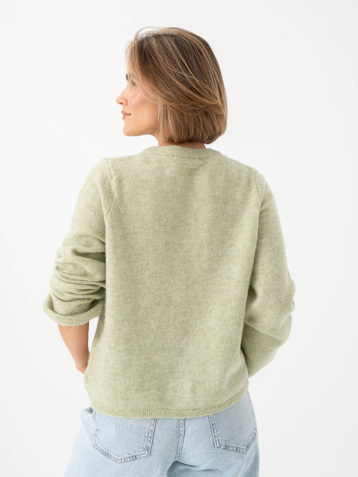 Selected Femme Lulu New Long Sleeve Knit Cardigan Lint Melange