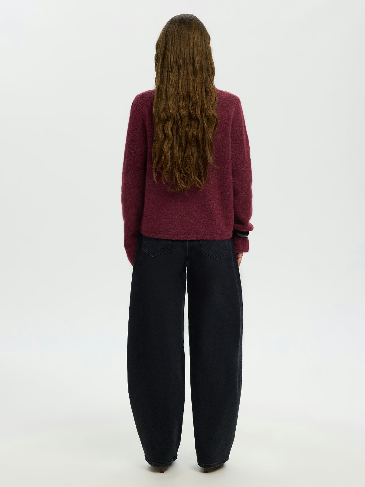 Selected Femme Lulu New Long Sleeve Knit Cardigan Tawny Port