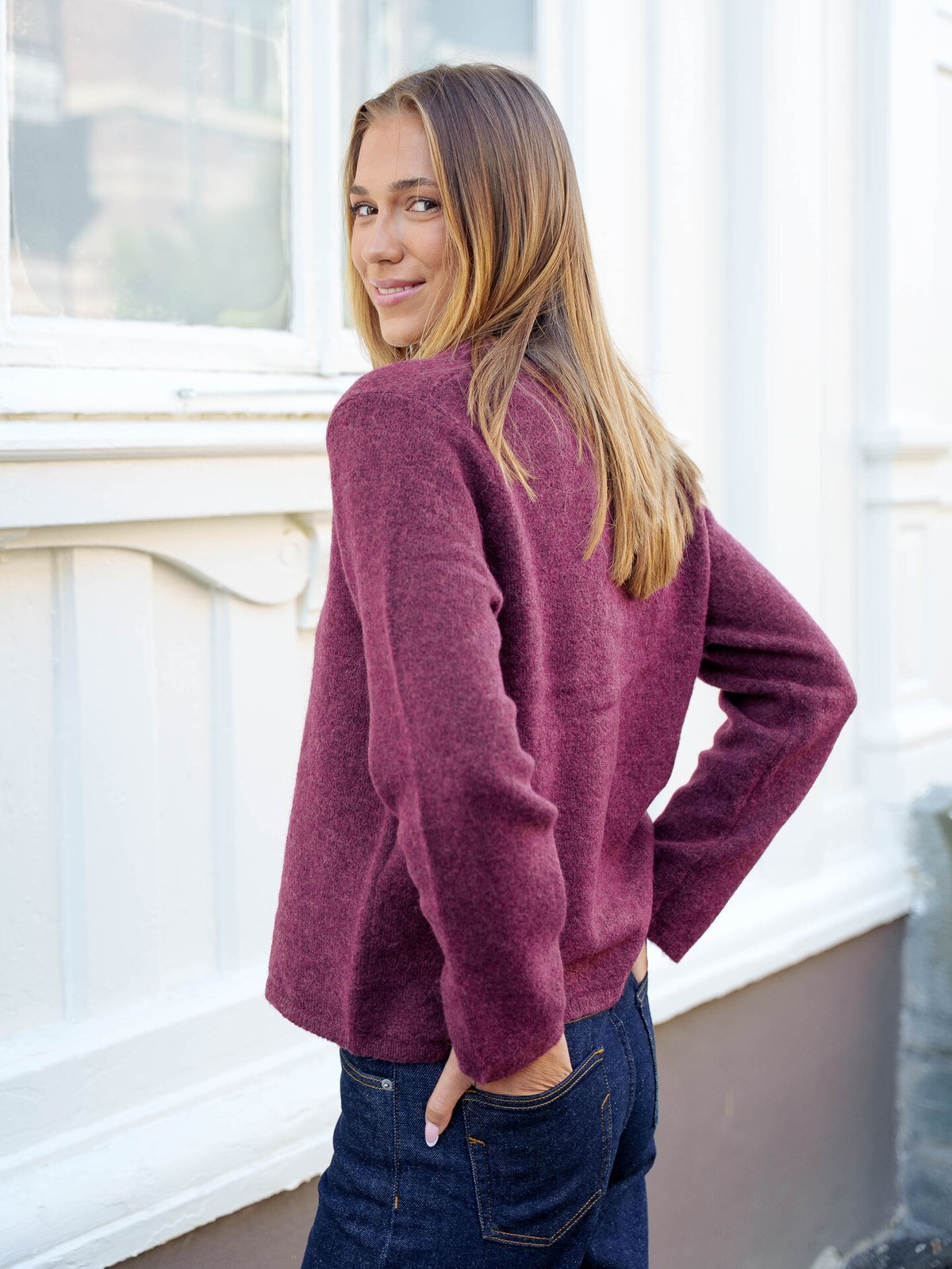 Selected Femme Lulu New Long Sleeve Knit Cardigan Tawny Port