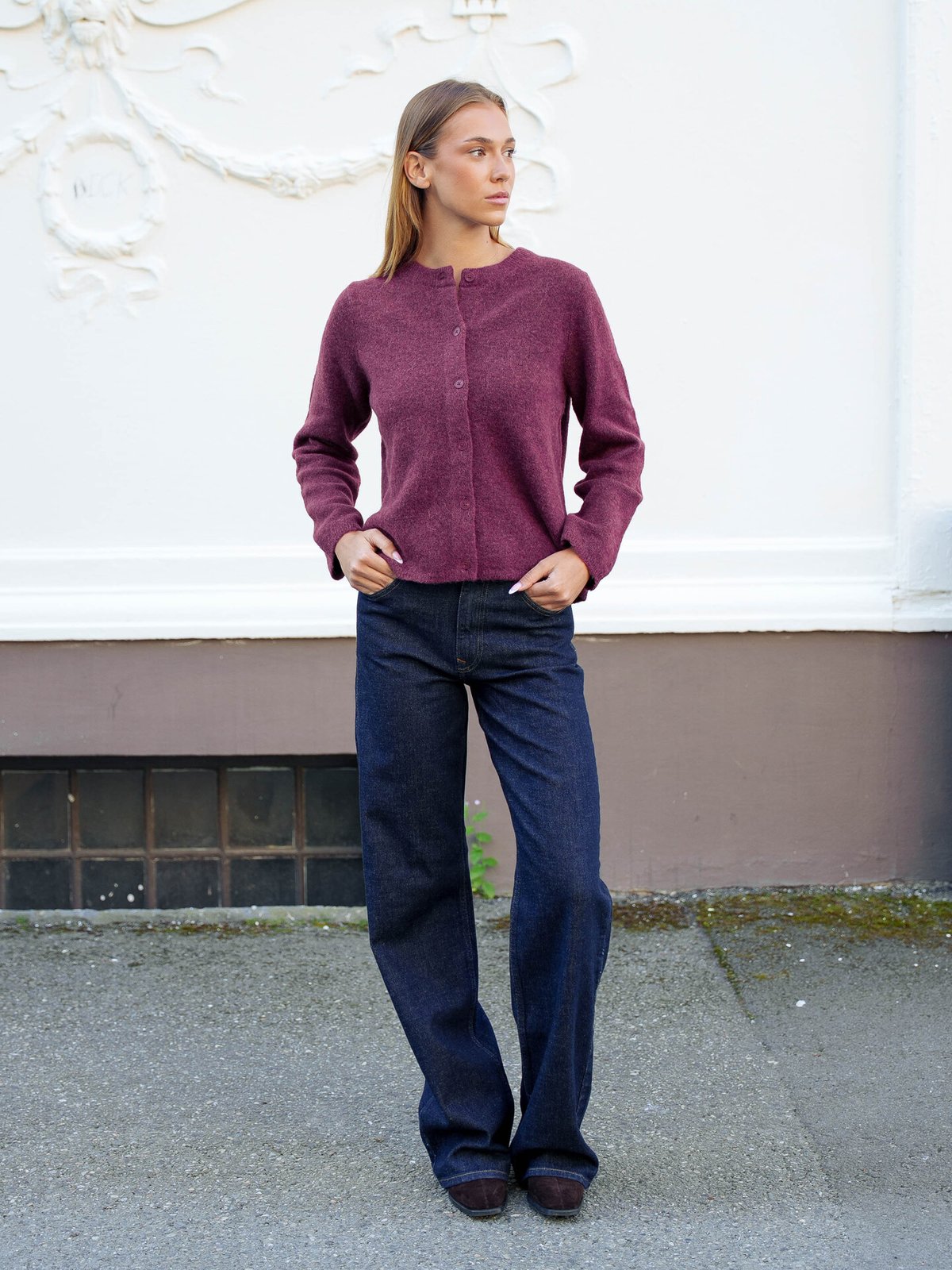 Selected Femme Lulu New Long Sleeve Knit Cardigan Tawny Port