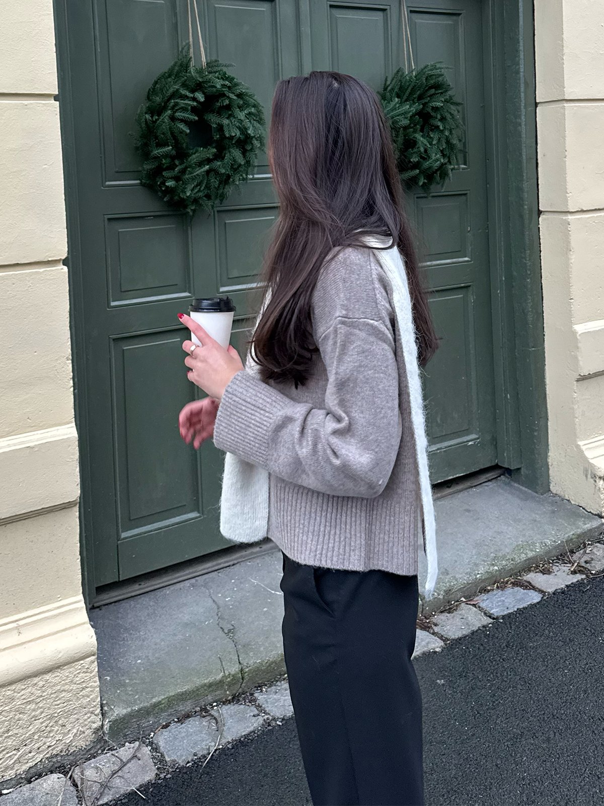 Selected Femme Cille Long Sleeve Knit O-Neck Cardigan Irish Cream MELANGE