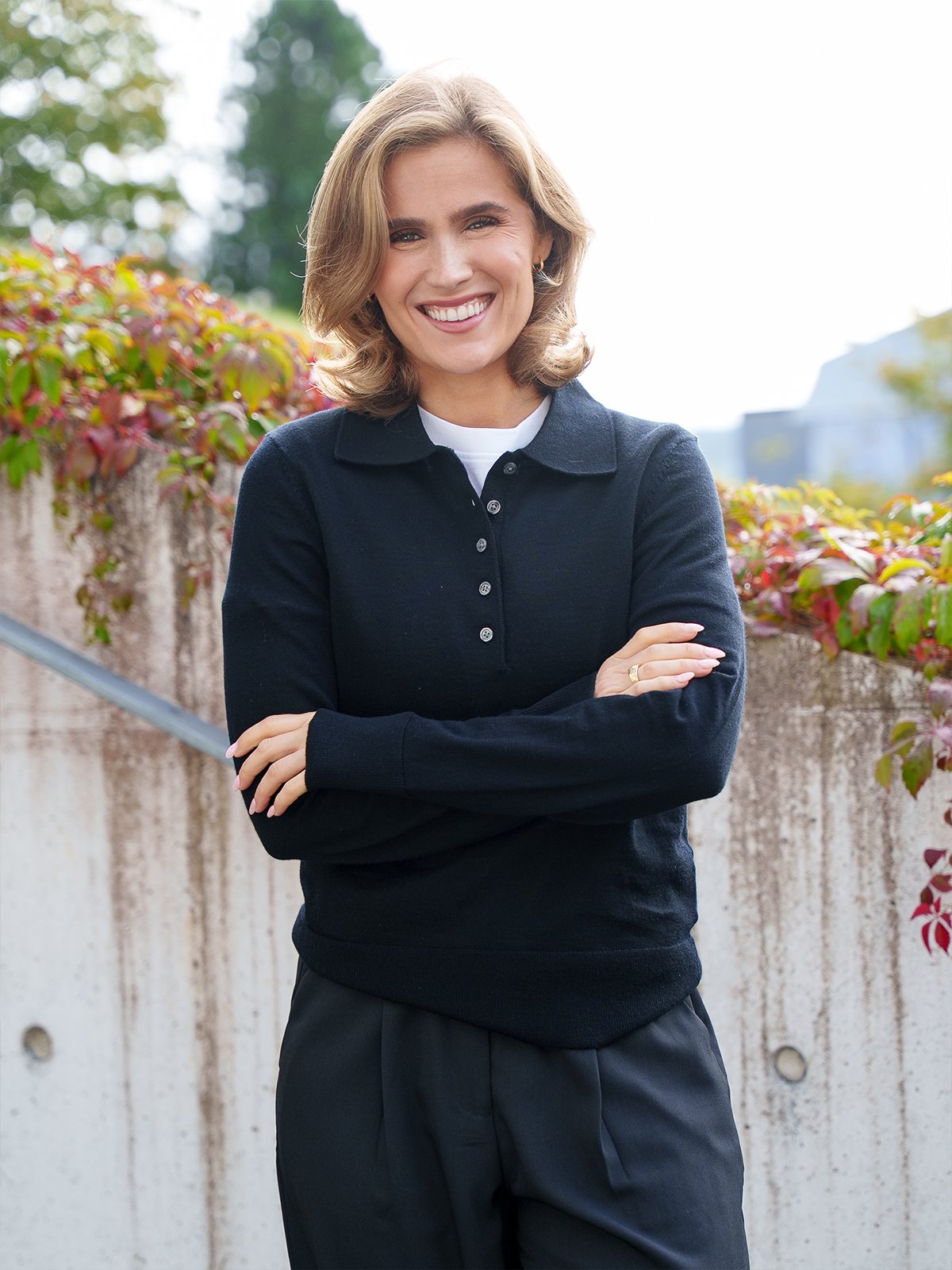 Selected Femme Thea Long Sleeve Knit Merino Collar Neck Black
