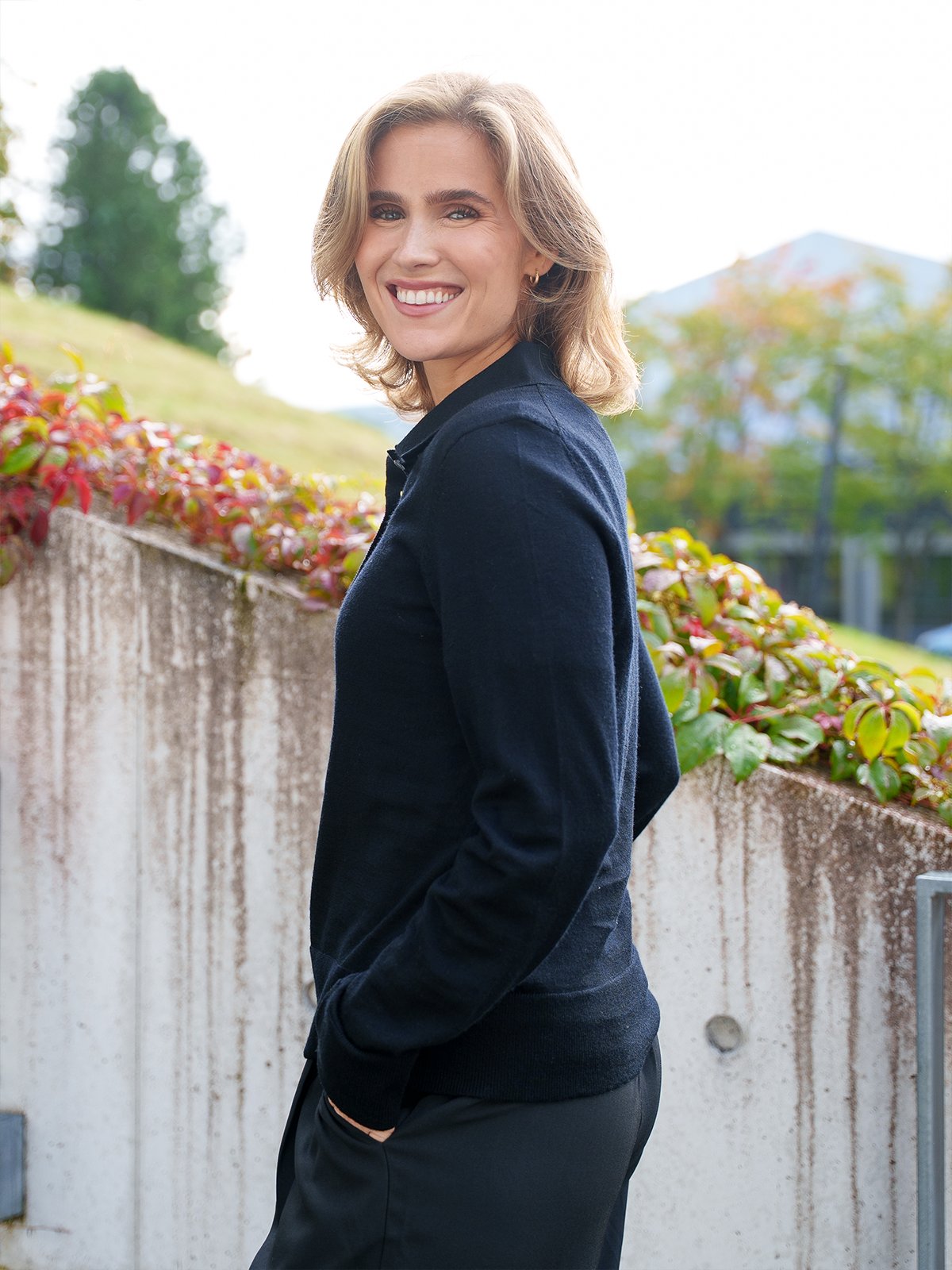 Selected Femme Thea Long Sleeve Knit Merino Collar Neck Black