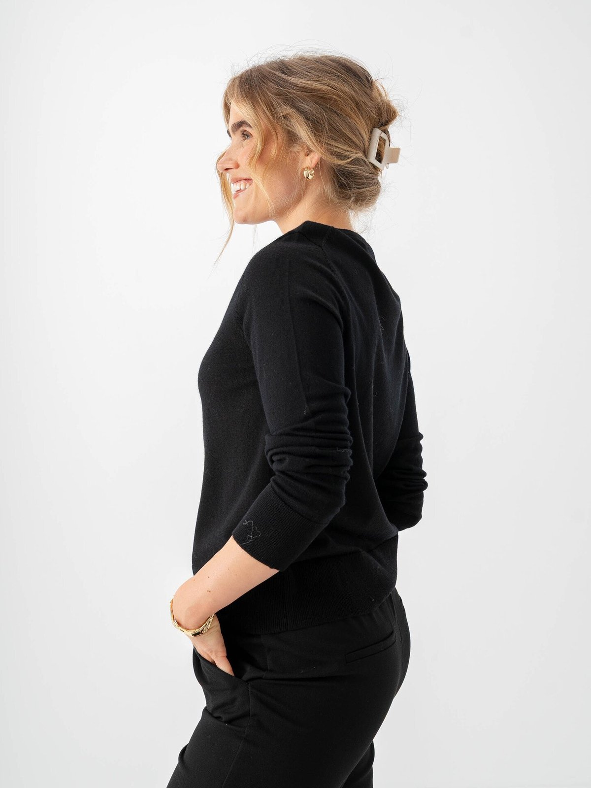 Selected Femme Thea Long Sleeve Knit Merino O-Neck Black