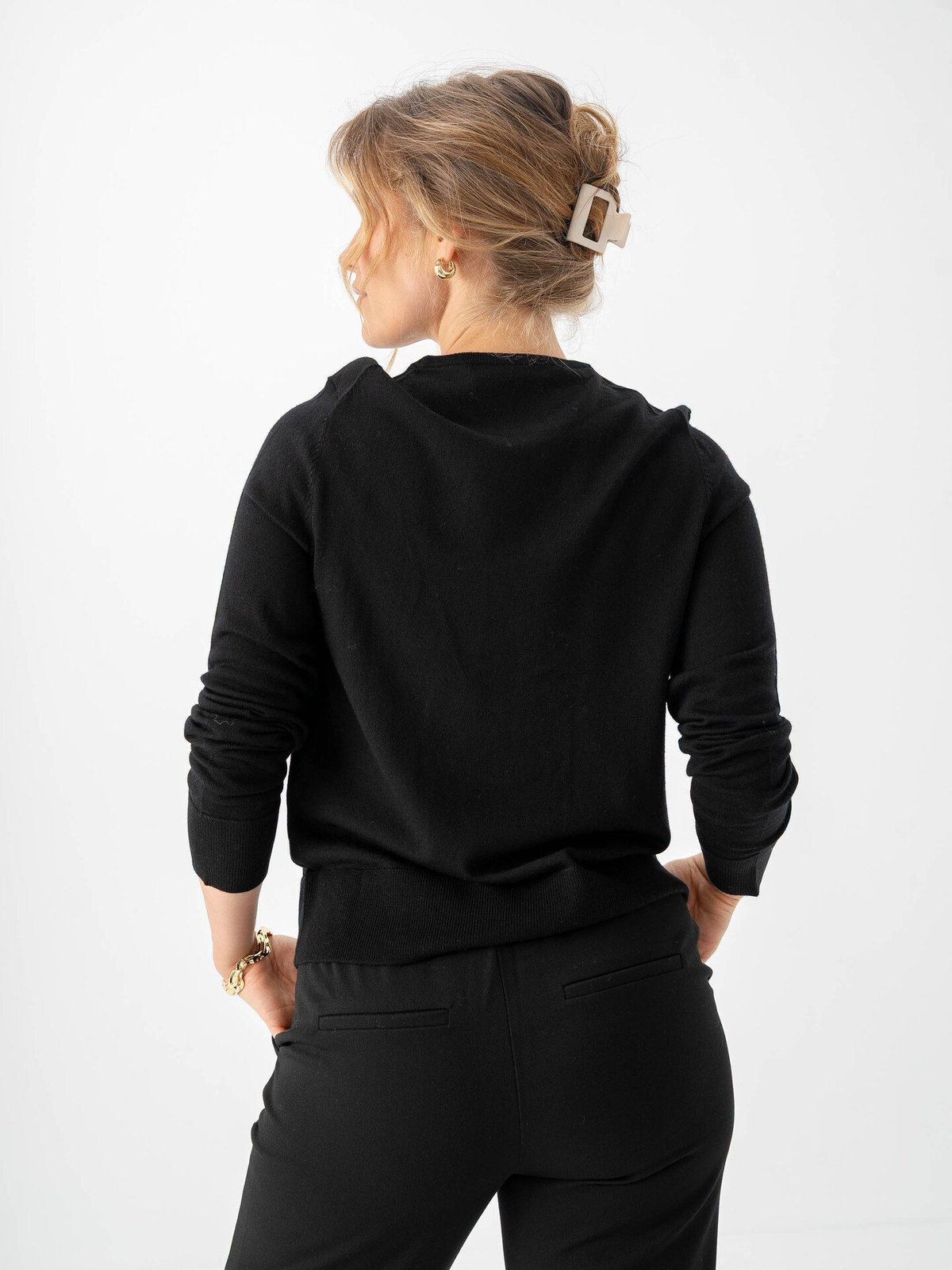Selected Femme Thea Long Sleeve Knit Merino O-Neck Black