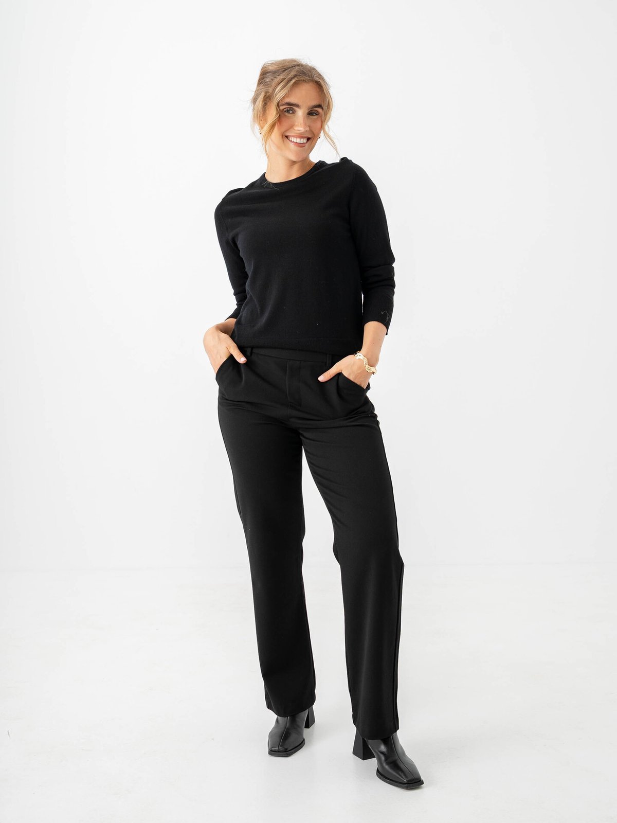 Selected Femme Thea Long Sleeve Knit Merino O-Neck Black