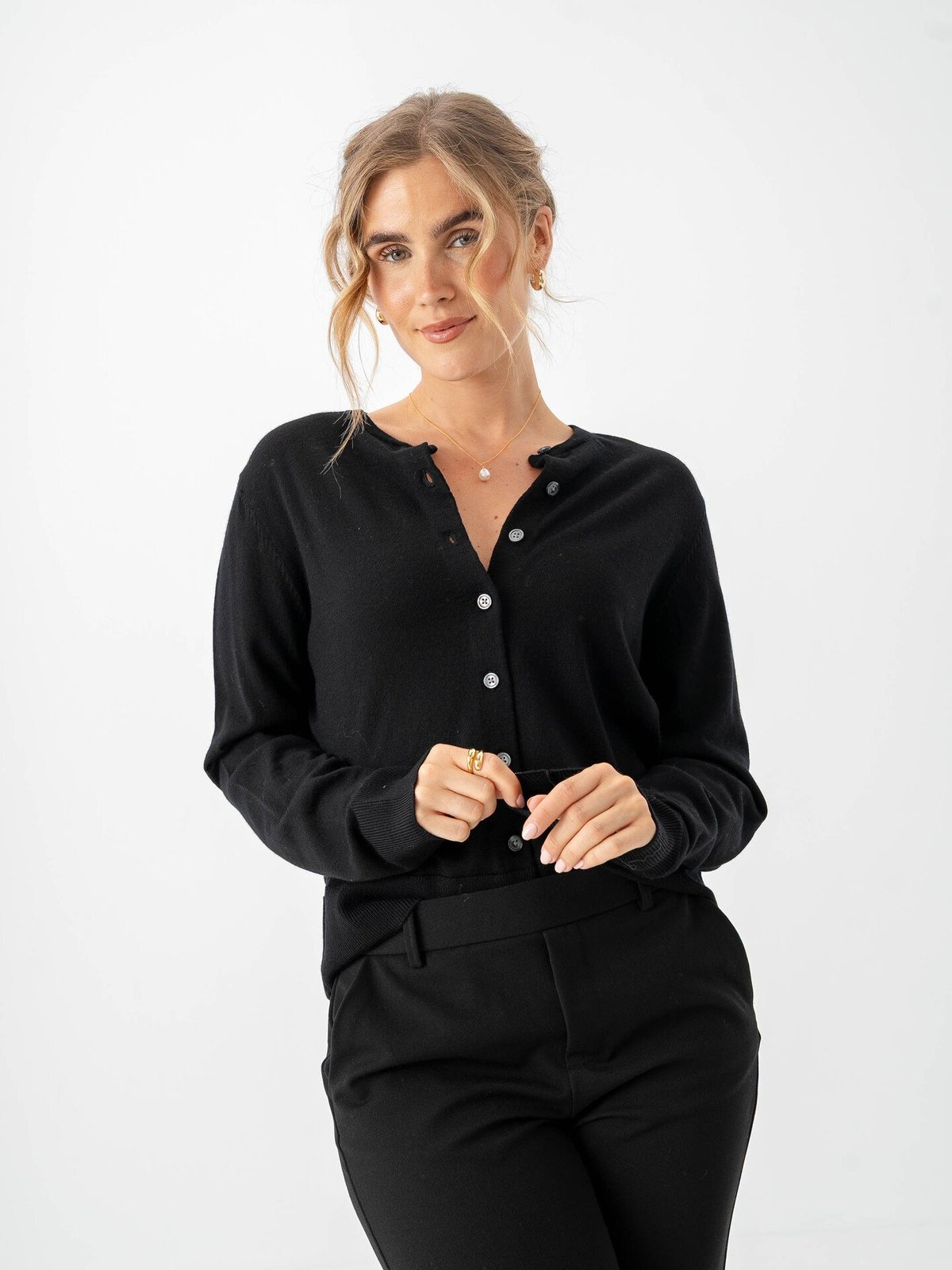 Selected Femme Thea Knit Merino Cardigan Black