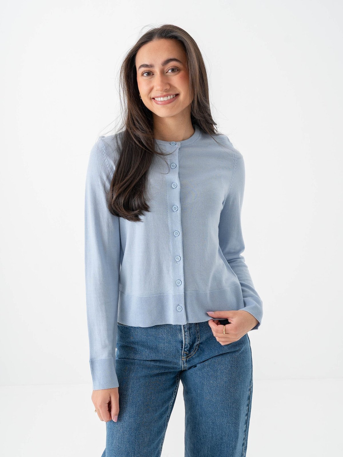 Selected Femme Thea Knit Merino Cardigan Cashmere Blue