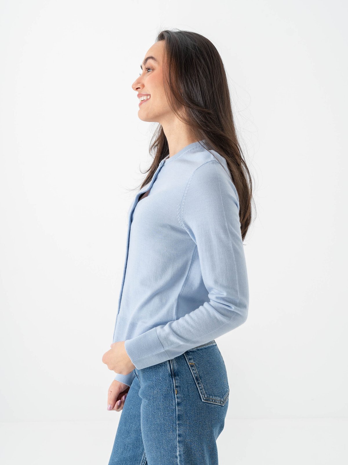 Selected Femme Thea Knit Merino Cardigan Cashmere Blue