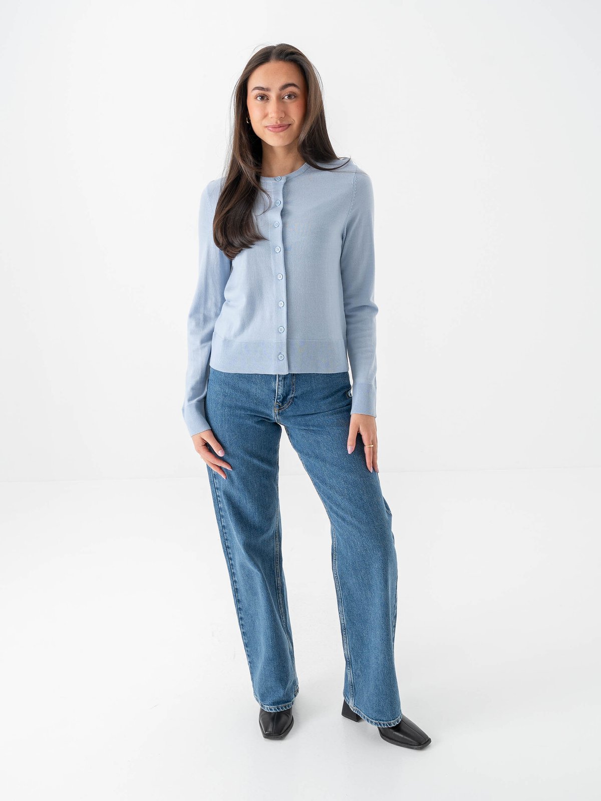 Selected Femme Thea Knit Merino Cardigan Cashmere Blue