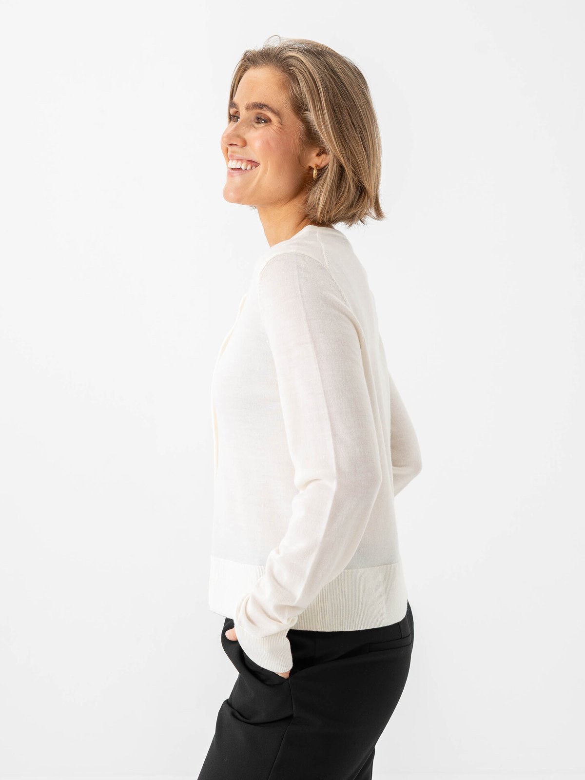 Selected Femme Thea Knit Merino Cardigan Egret