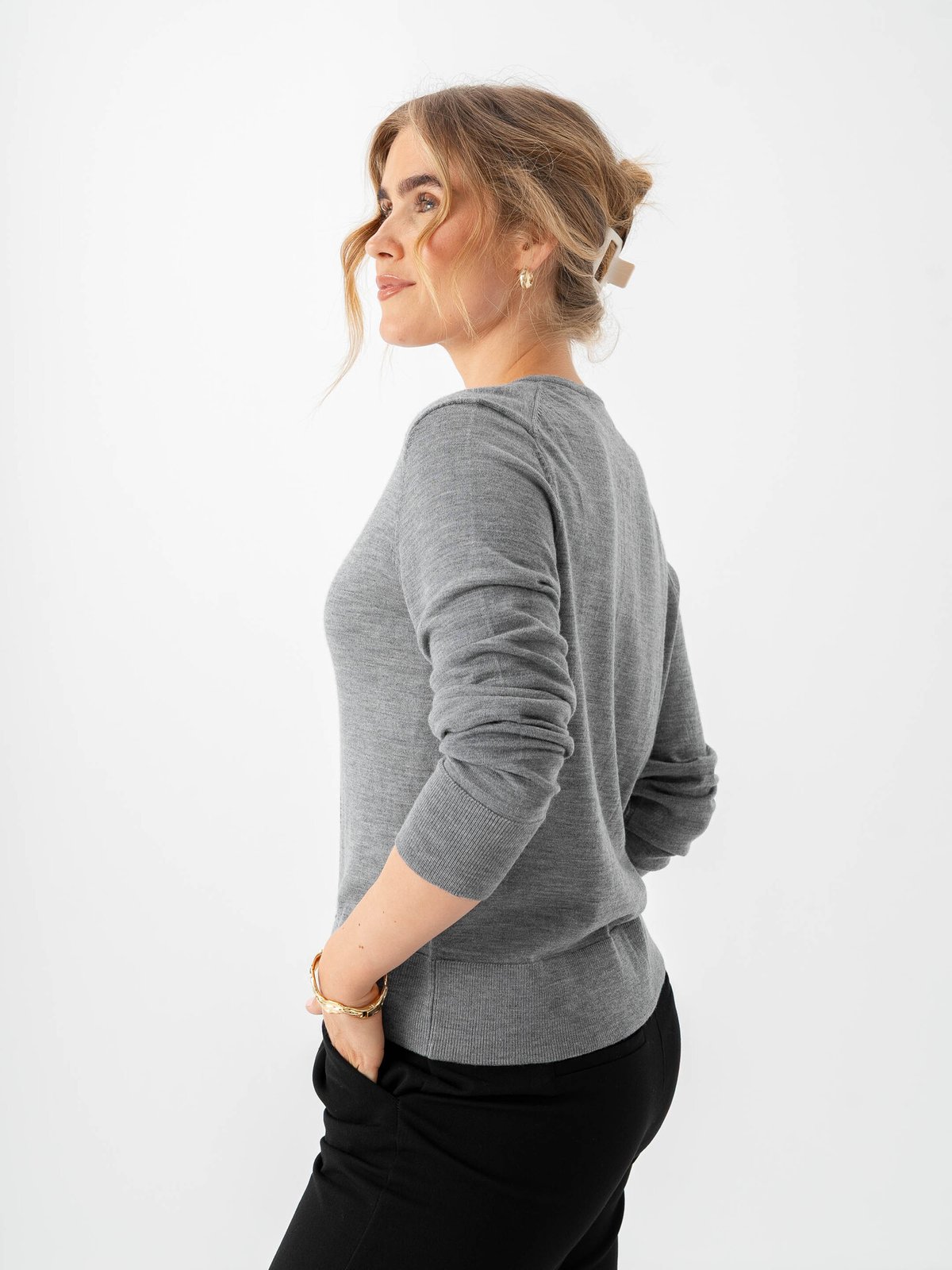 Selected Femme Thea Knit Merino Cardigan Medium Grey Melange