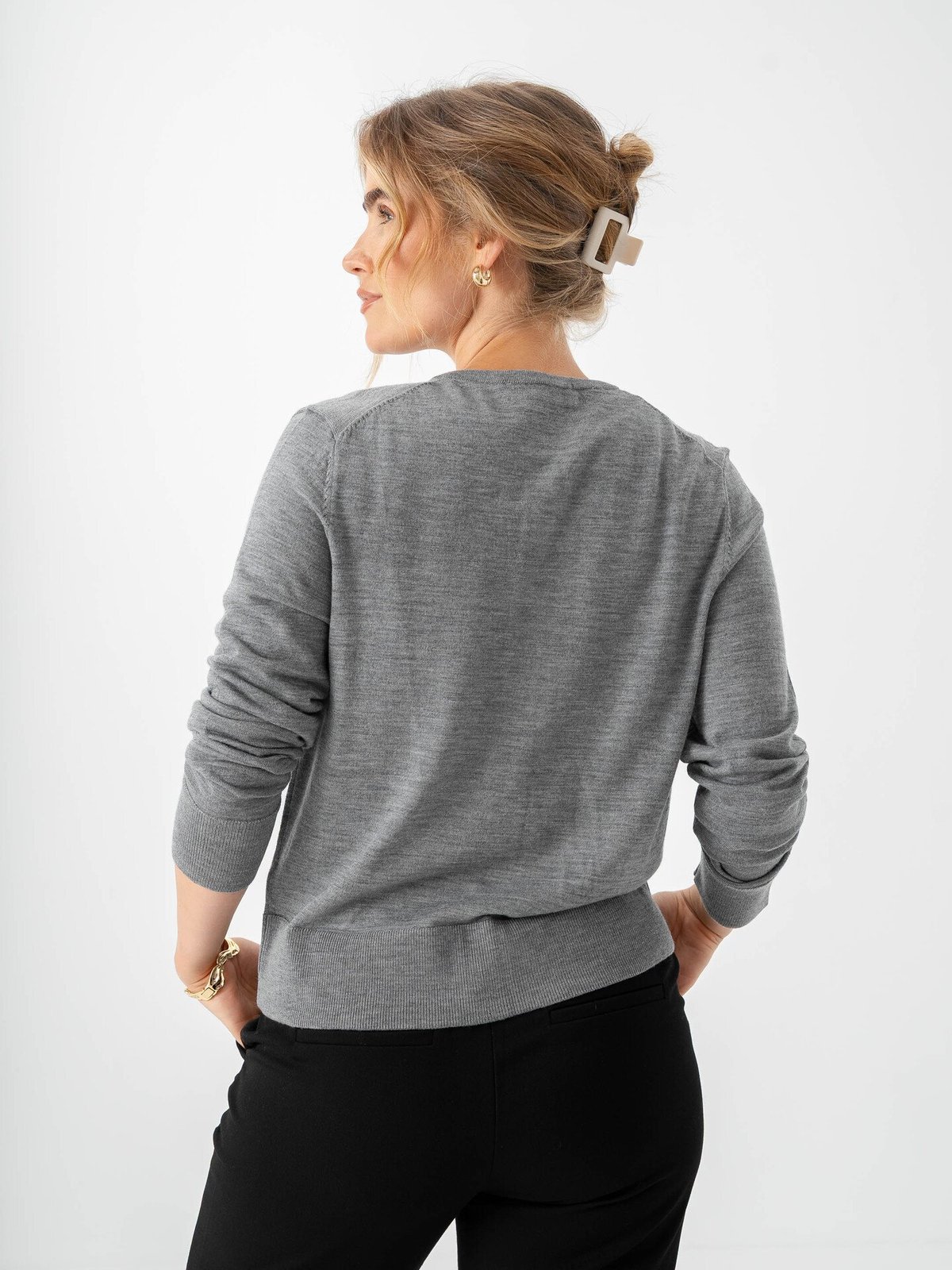 Selected Femme Thea Knit Merino Cardigan Medium Grey Melange