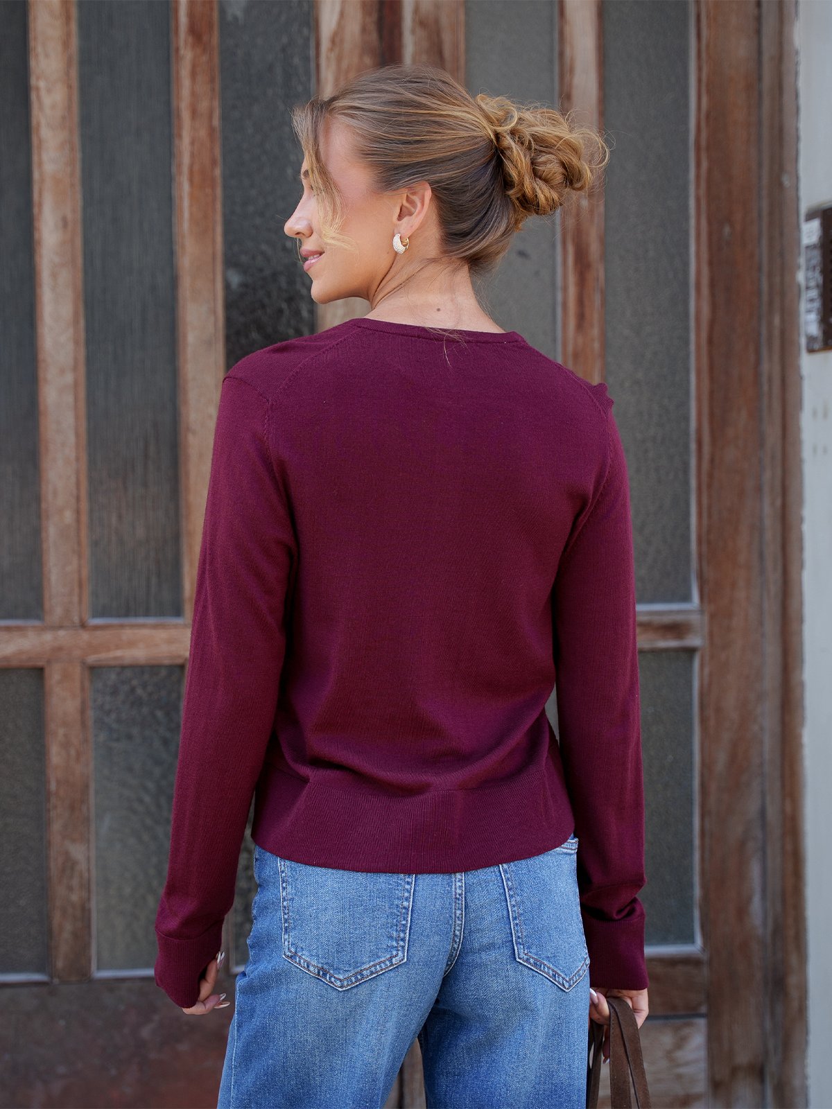 Selected Femme Thea Knit Merino Cardigan Tawny Port