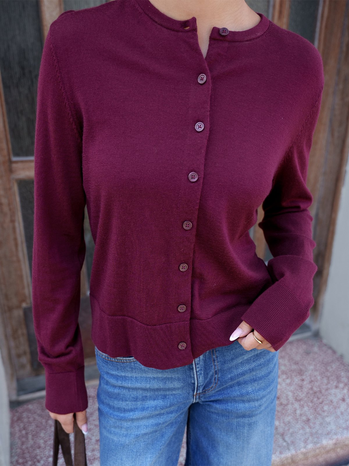 Selected Femme Thea Knit Merino Cardigan Tawny Port