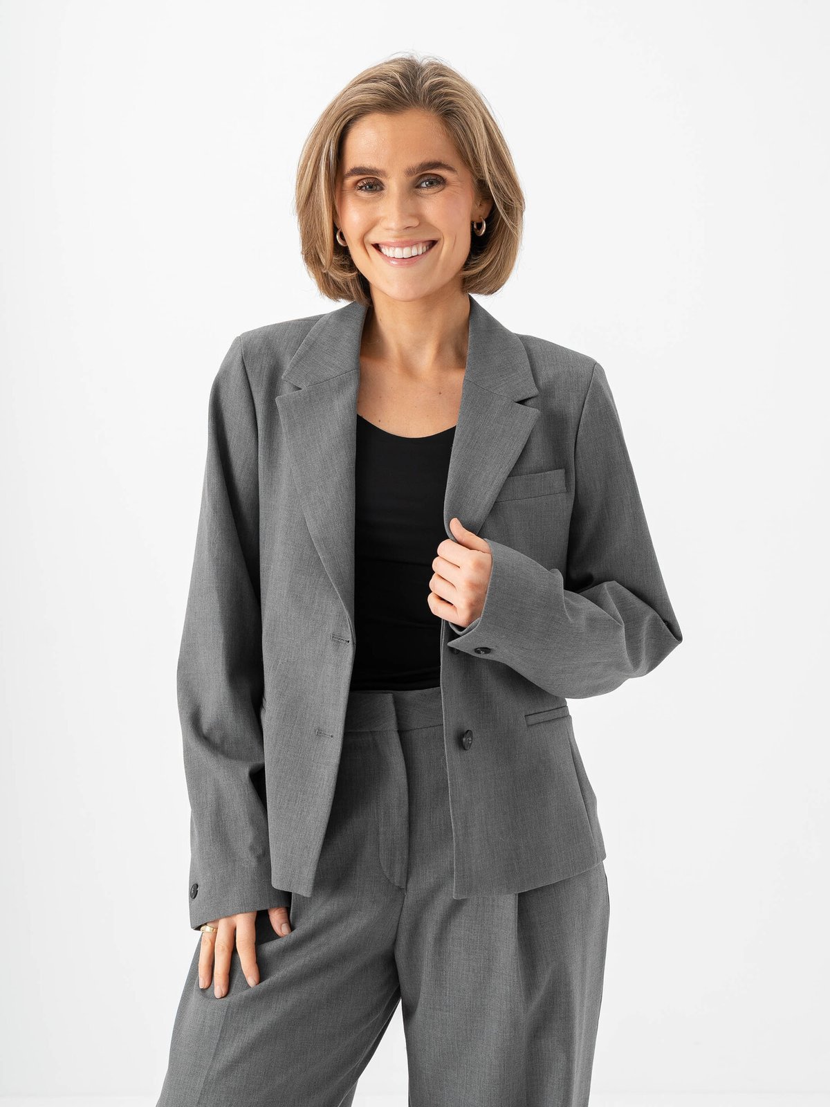 Selected Femme Rita Lano Blazer Medium Grey Melange MELANGE