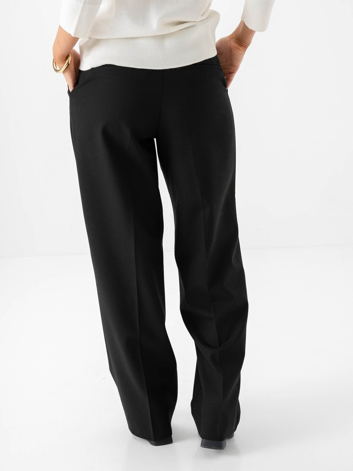Selected Femme Wide Rita Lano Mid Waist Pant Black