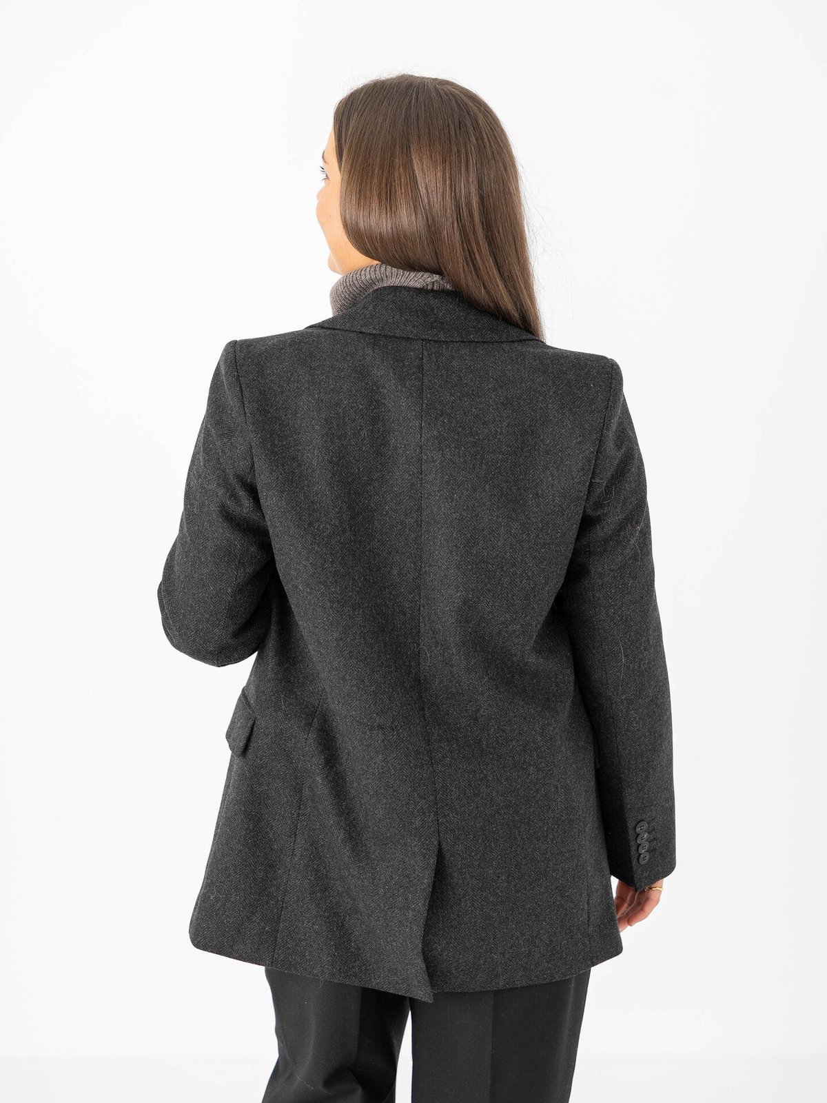 Selected Femme Elin Lano Blazer Black HERRINGBONE