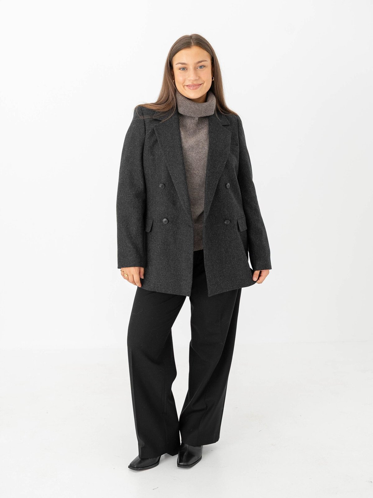 Selected Femme Elin Lano Blazer Black HERRINGBONE