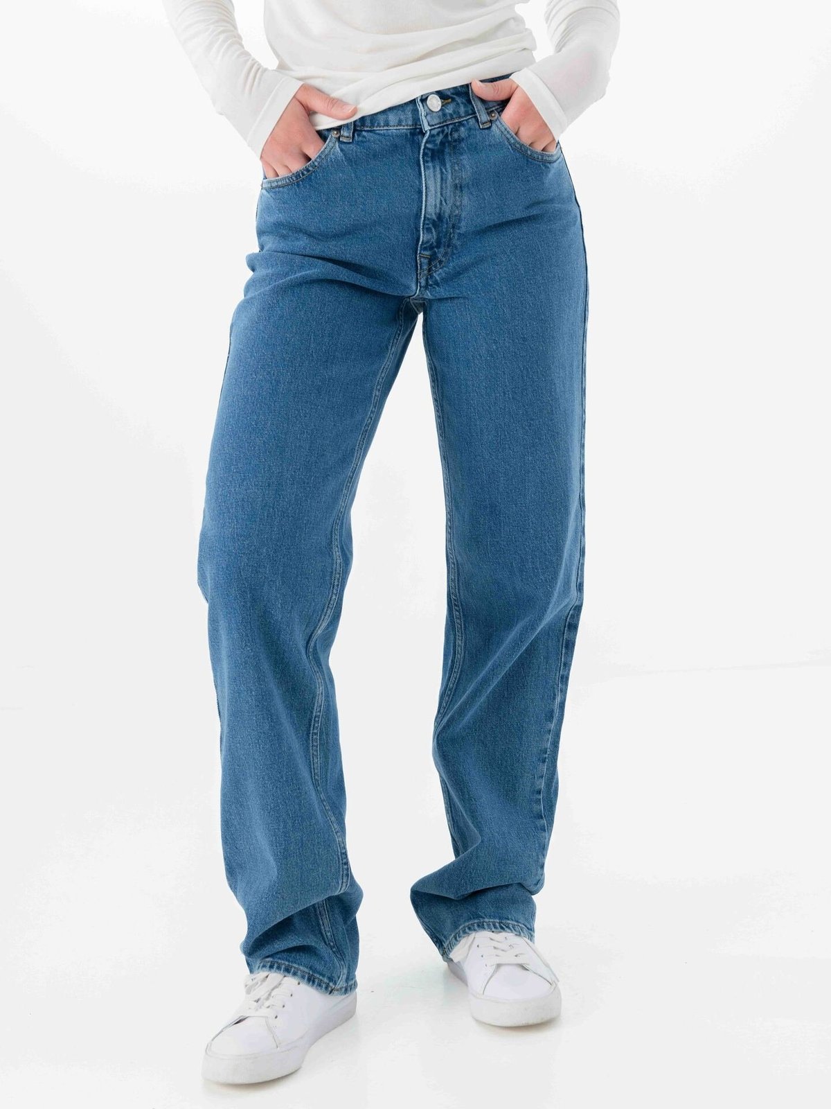 Selected Femme Straight Bea Kori Mid Waist Jeans Medium Blue Denim