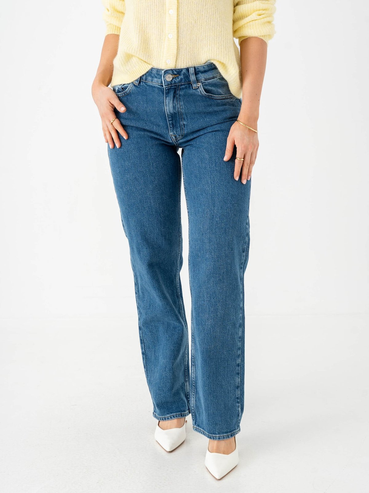 Selected Femme Straight Bea Kori Mid Waist Jeans Medium Blue Denim