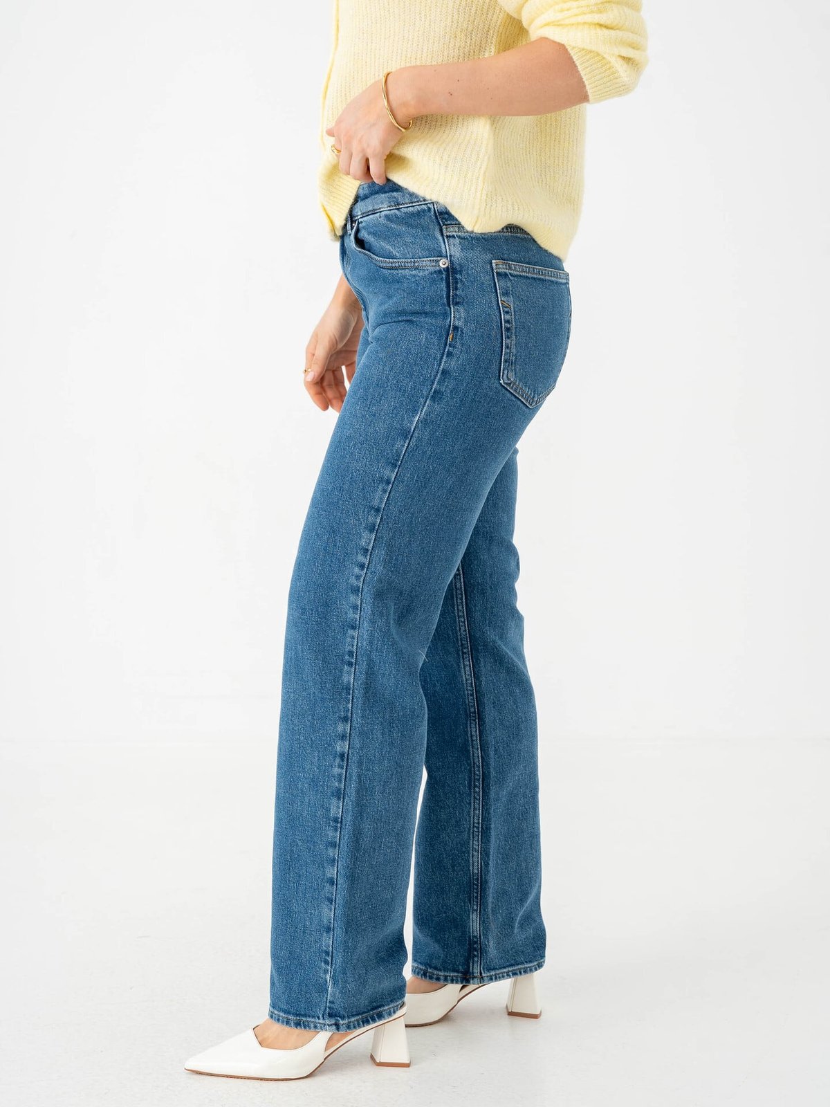 Selected Femme Straight Bea Kori Mid Waist Jeans Medium Blue Denim