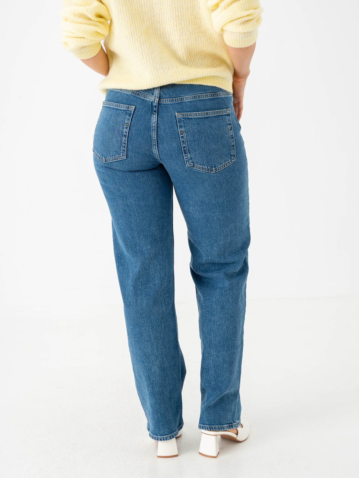 Selected Femme Straight Bea Kori Mid Waist Jeans Medium Blue Denim