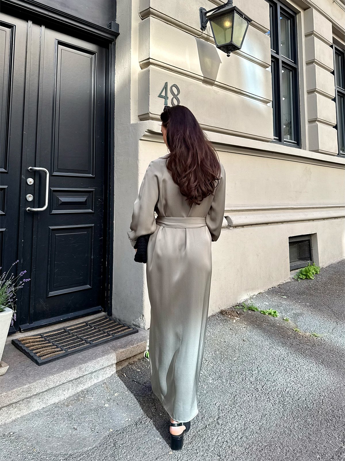 Selected Femme Selma Long Sleeve Ankle Dress Vetiver