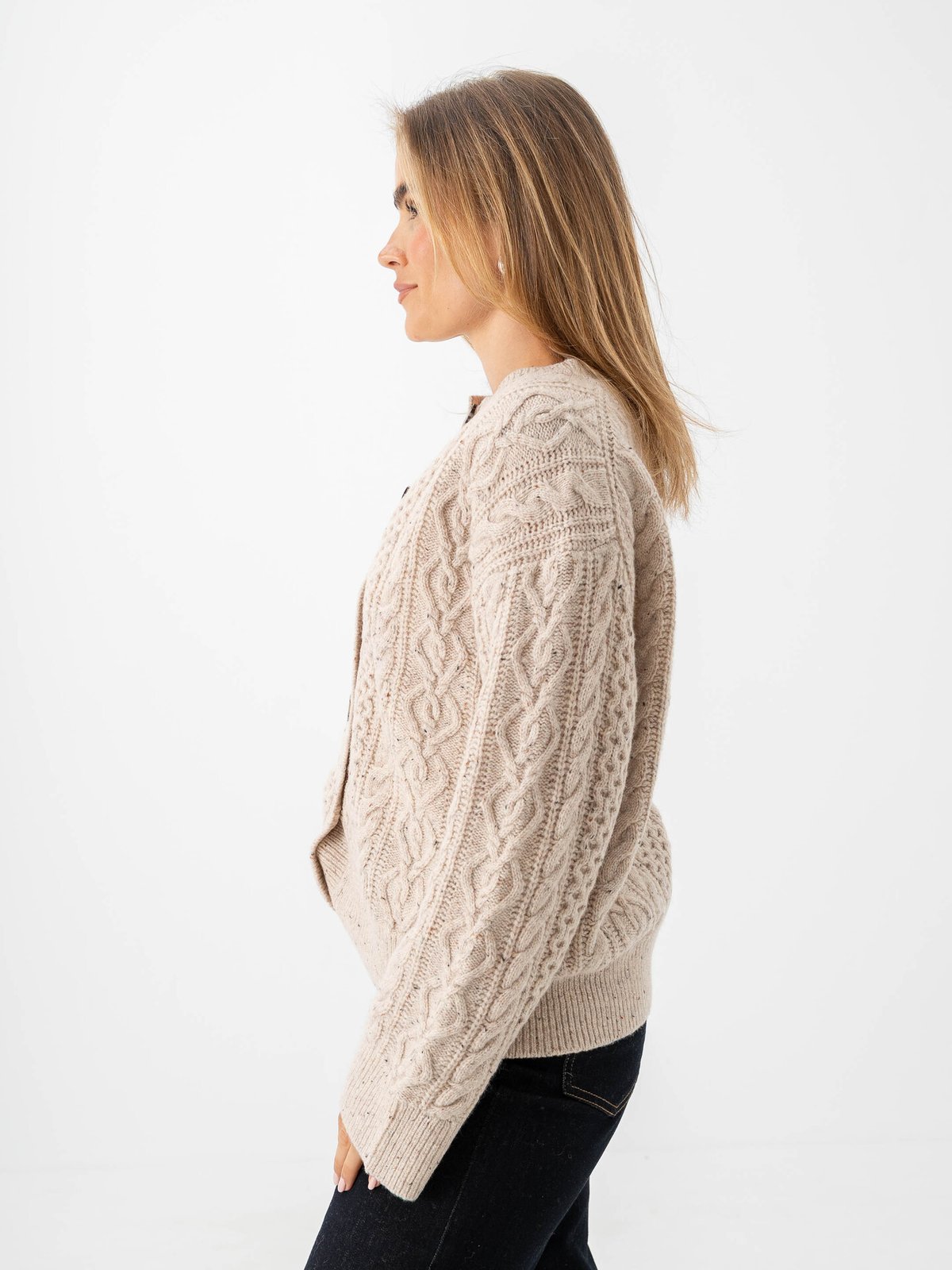 Selected Femme Nelly Long Sleeve Knit O-Neck Cardigan Birch Melange