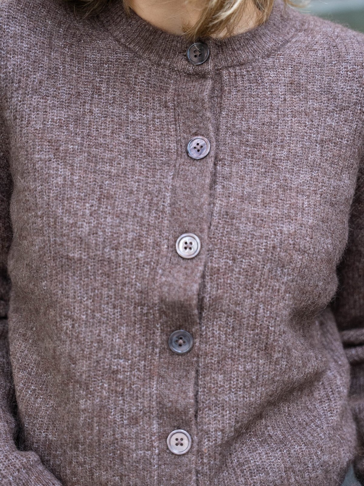 Selected Femme Sia Ras Long Sleeve Knit Cropped Cardigan Fungi