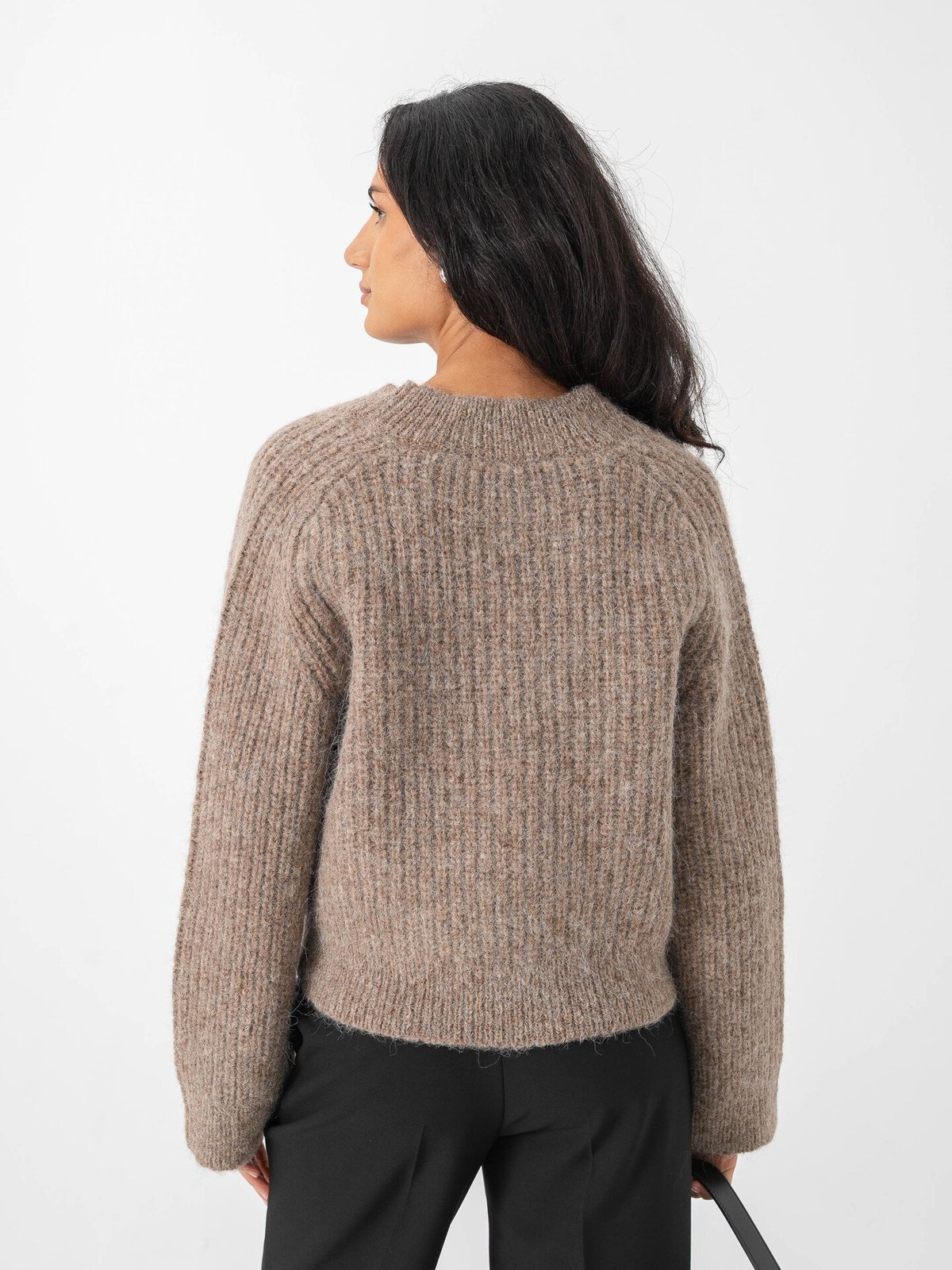 Selected Femme Anjuli Long Sleeve Knit V-Neck Delicioso Melange