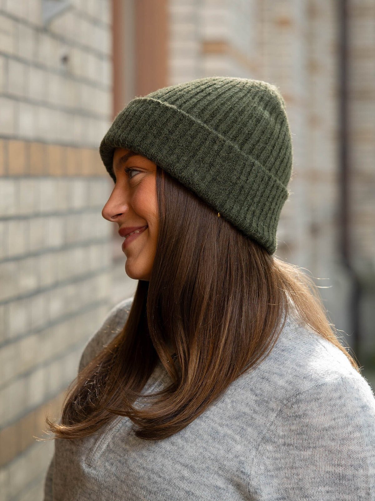 Selected Femme Lulu Lano Knit Beanie Kalamata MELANGE