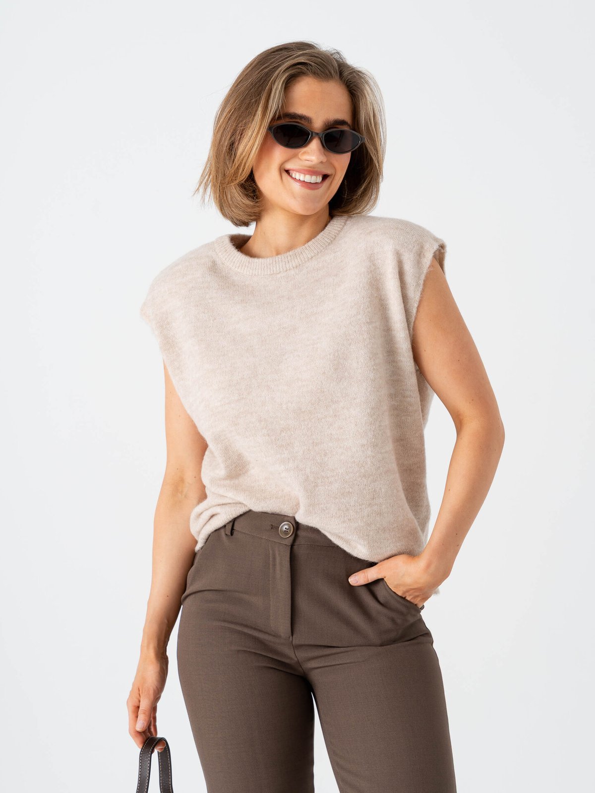 Selected Femme Lulu Short Sleeve Knit Vest Birch