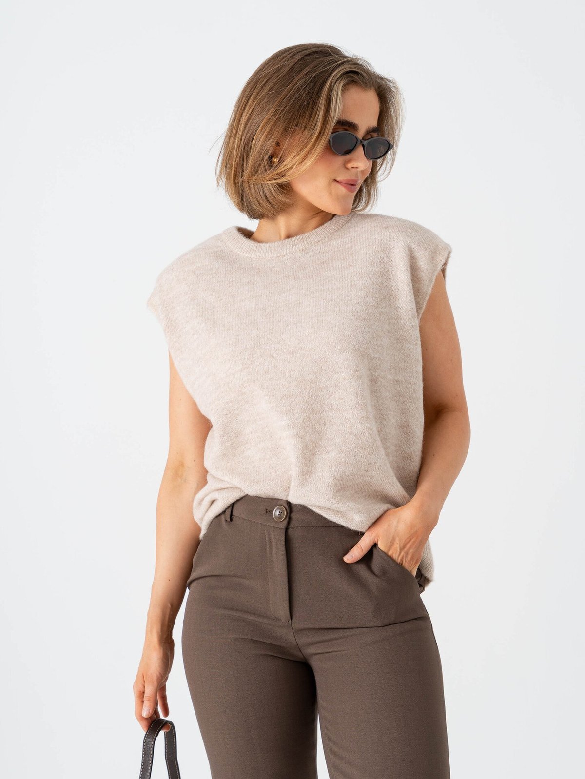 Selected Femme Lulu Short Sleeve Knit Vest Birch