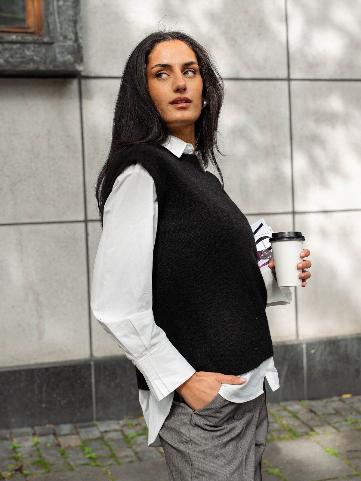 Selected Femme Lulu Short Sleeve Knit Vest Black