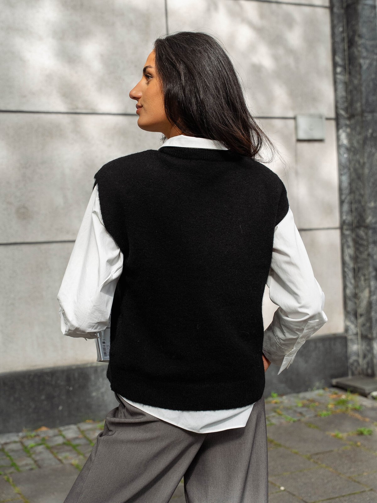 Selected Femme Lulu Short Sleeve Knit Vest Black