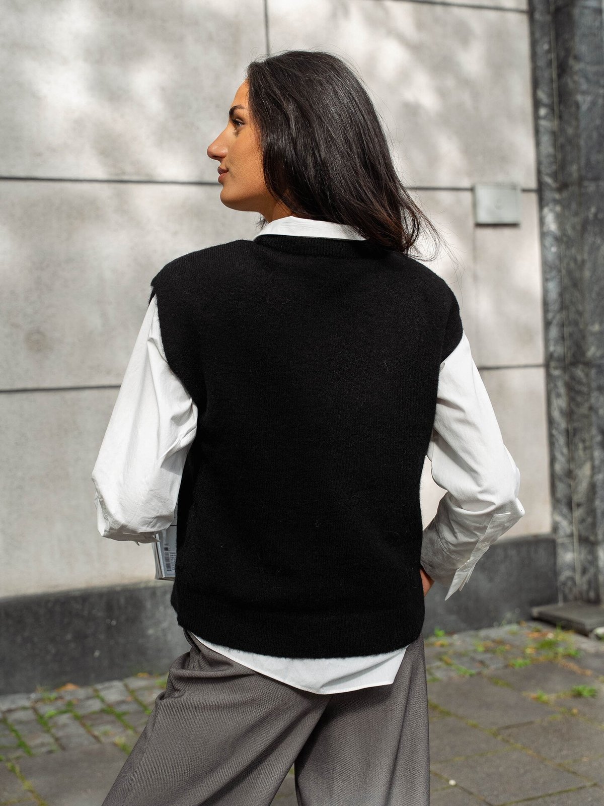 Selected Femme Lulu Short Sleeve Knit Vest Black