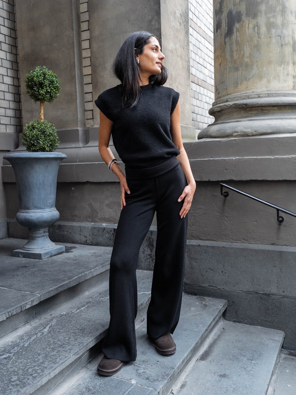 Selected Femme Lulu Short Sleeve Knit Vest Black