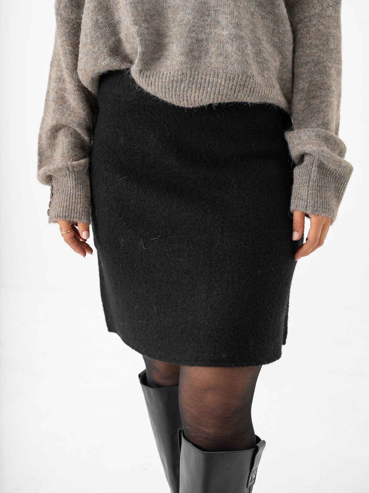 Selected Femme Darla Highwaist Knit Midi Skirt Black