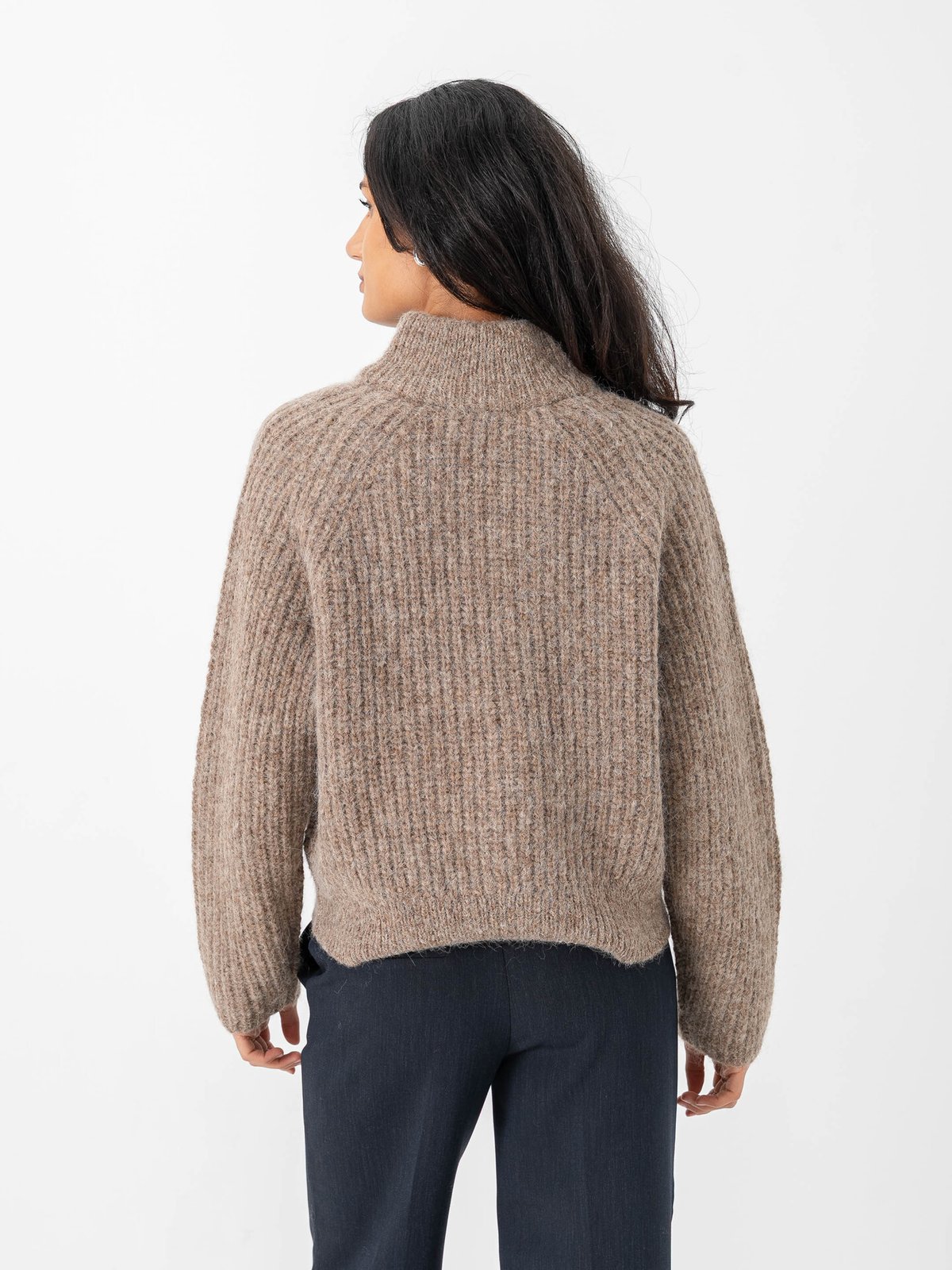 Selected Femme Anjuli Long Sleeve Knit Zip Cardigan Delicioso Melange