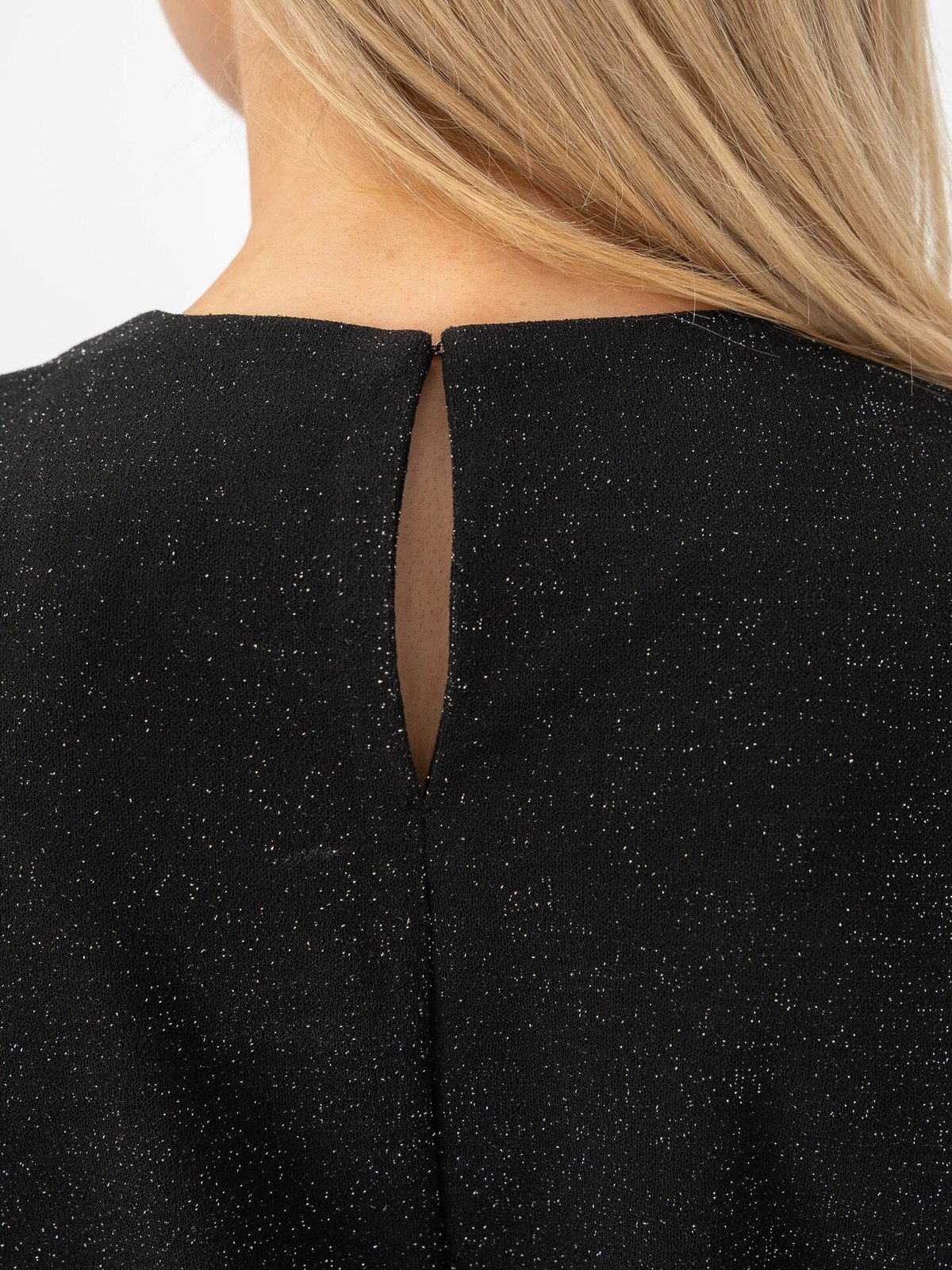 Selected Femme Oversized Sandra Short Sleeve Short Dress Black With Silver Lurex