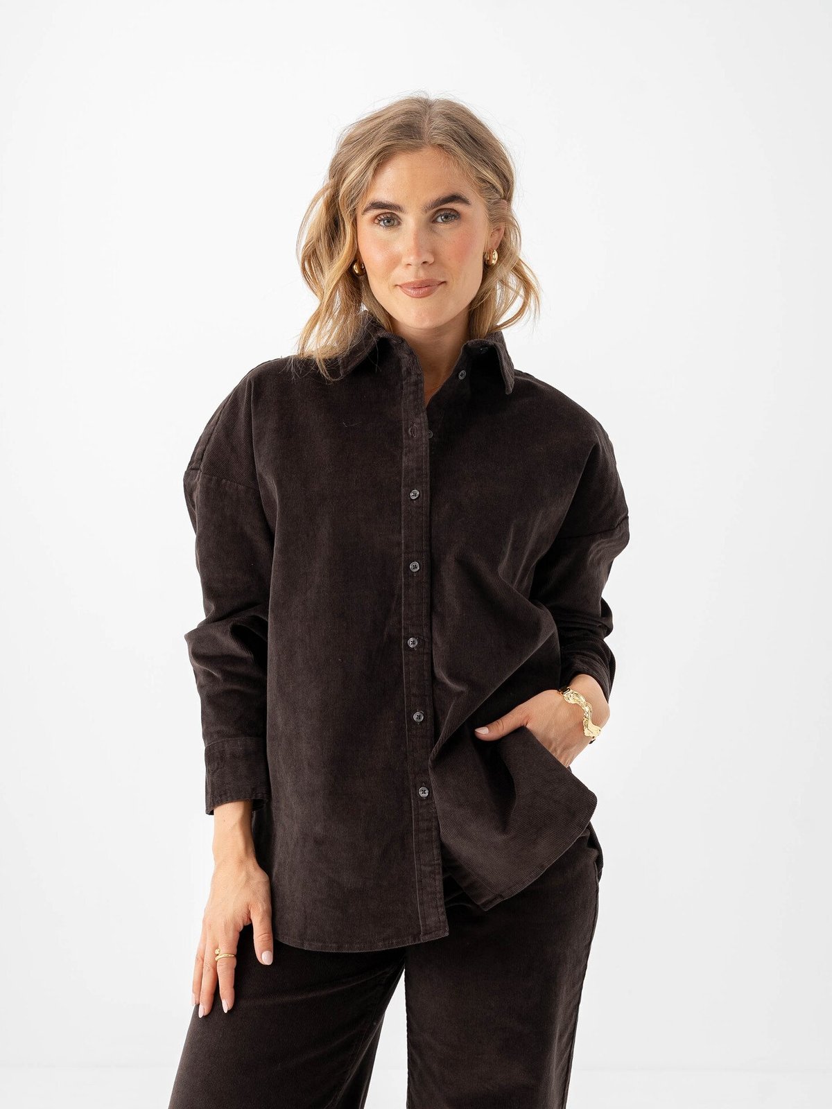Selected Femme Runa Corduroy Shirt Chocolate Torte