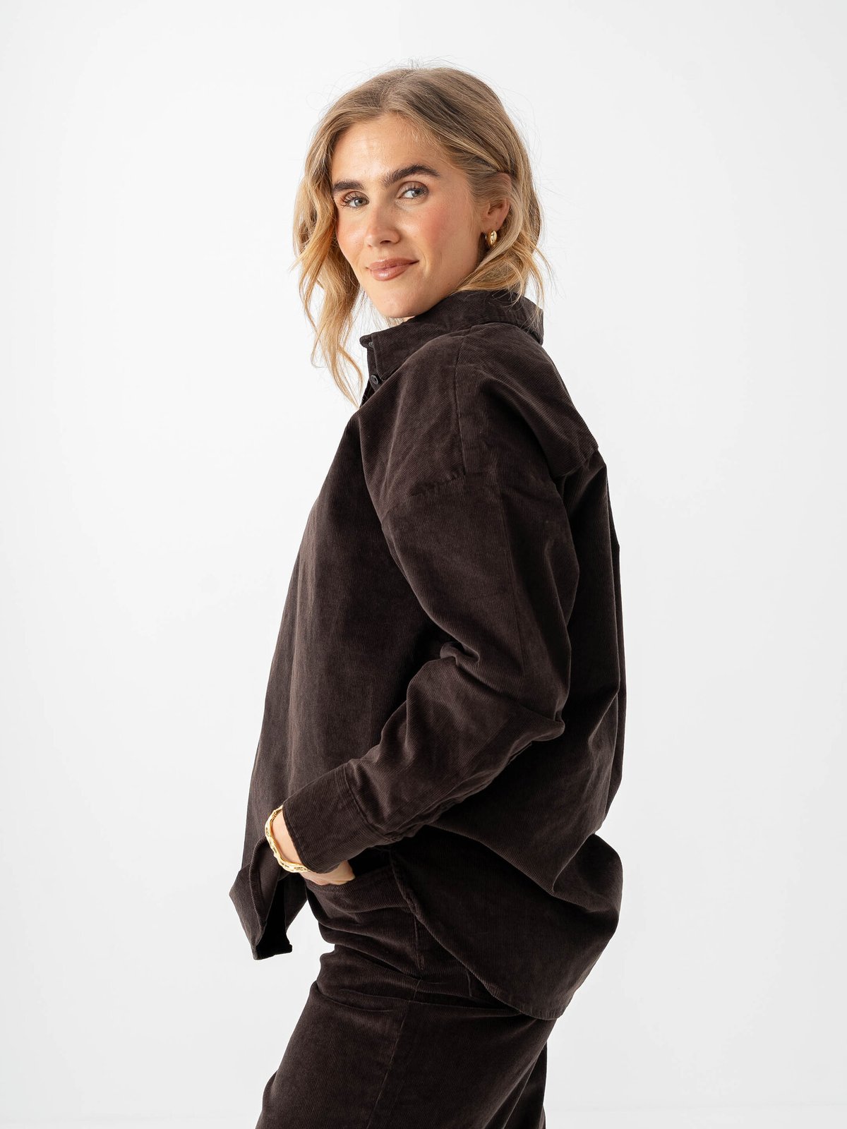 Selected Femme Runa Corduroy Shirt Chocolate Torte