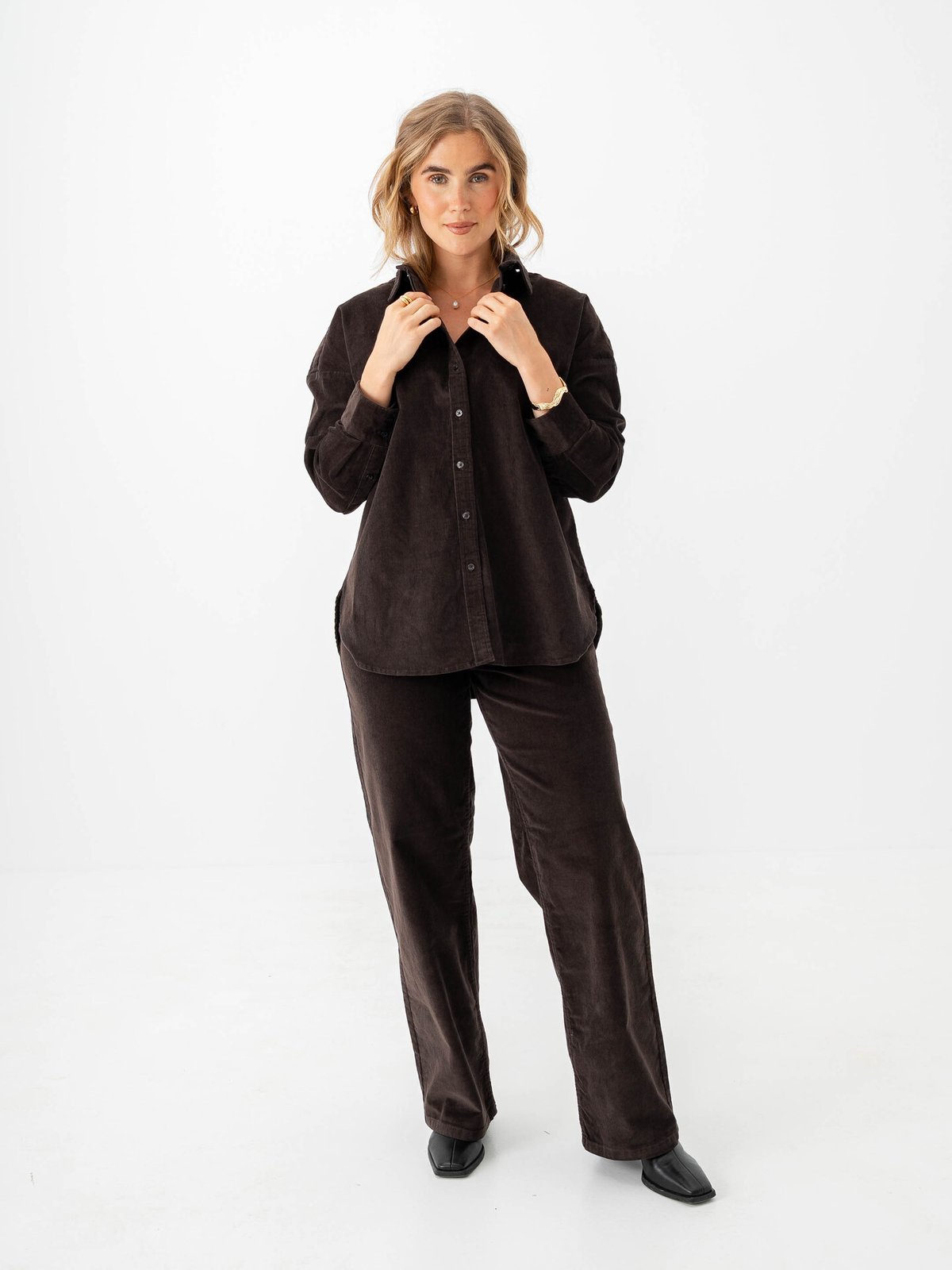 Selected Femme Runa Corduroy Shirt Chocolate Torte