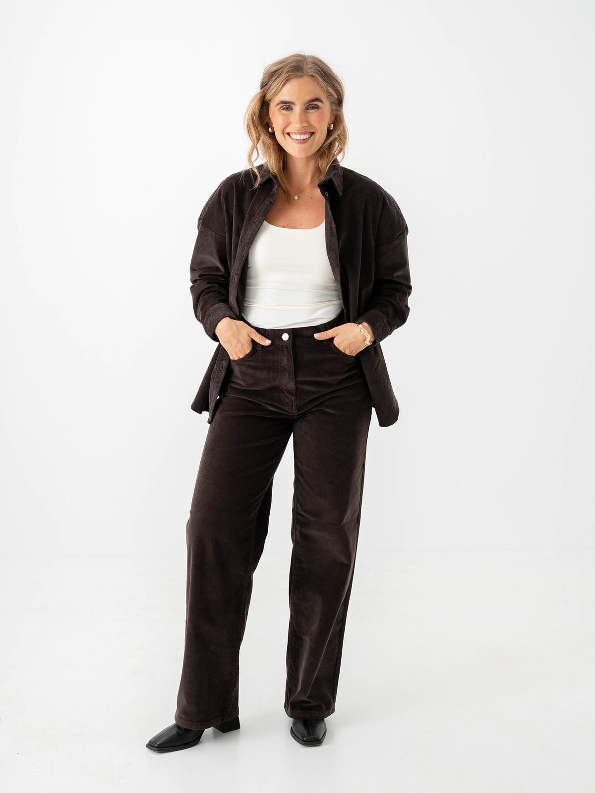 Selected Femme Runa Corduroy Shirt Chocolate Torte