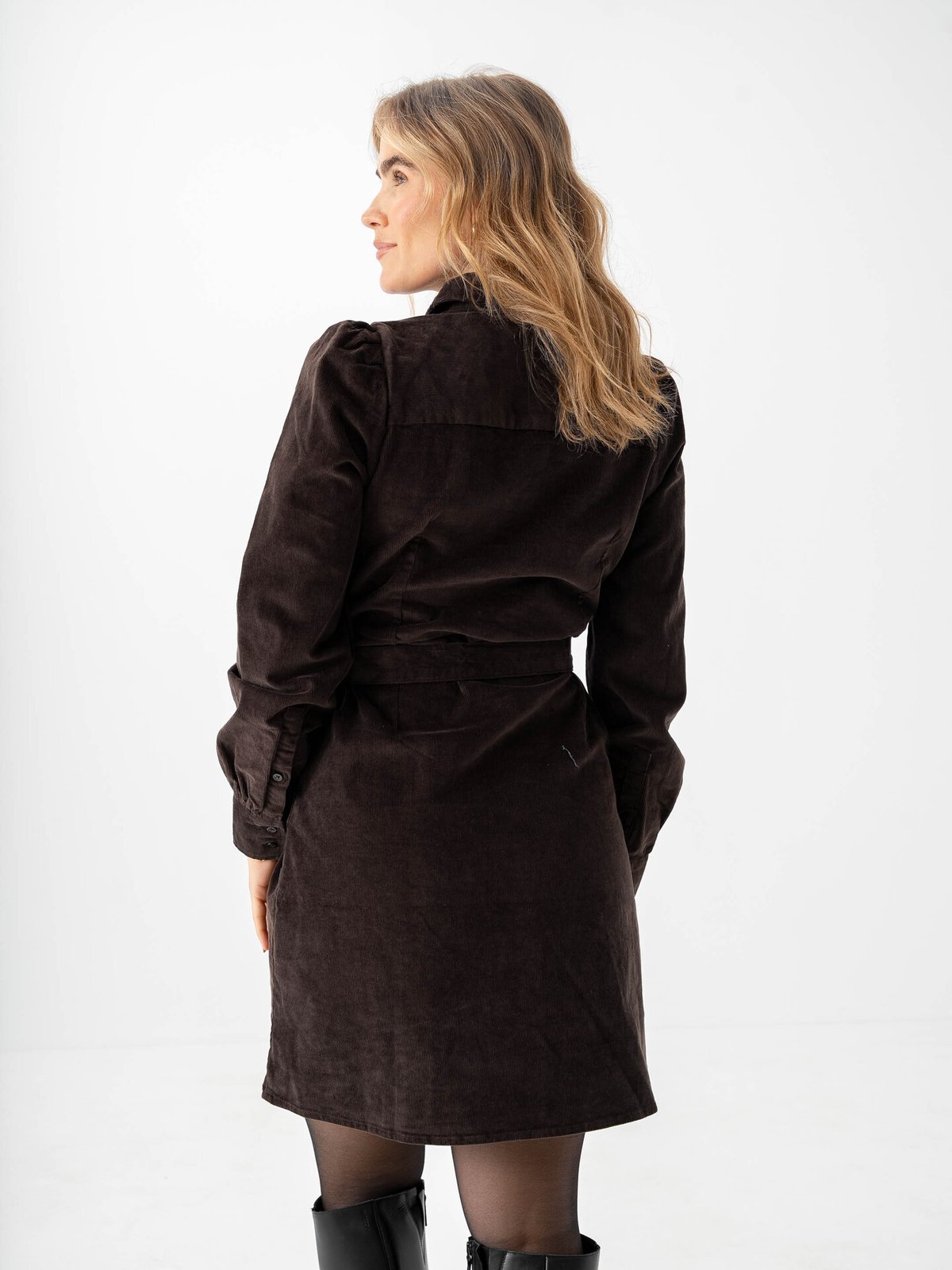 Selected Femme Runa Short Corduroy Dress Chocolate Torte