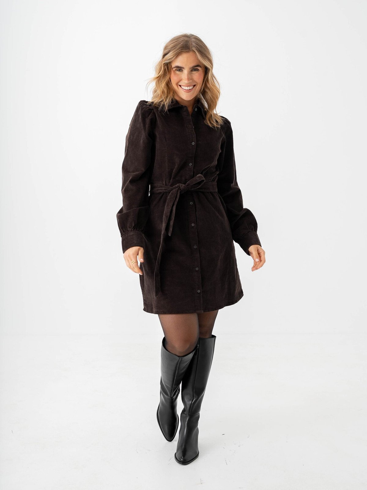 Selected Femme Runa Short Corduroy Dress Chocolate Torte