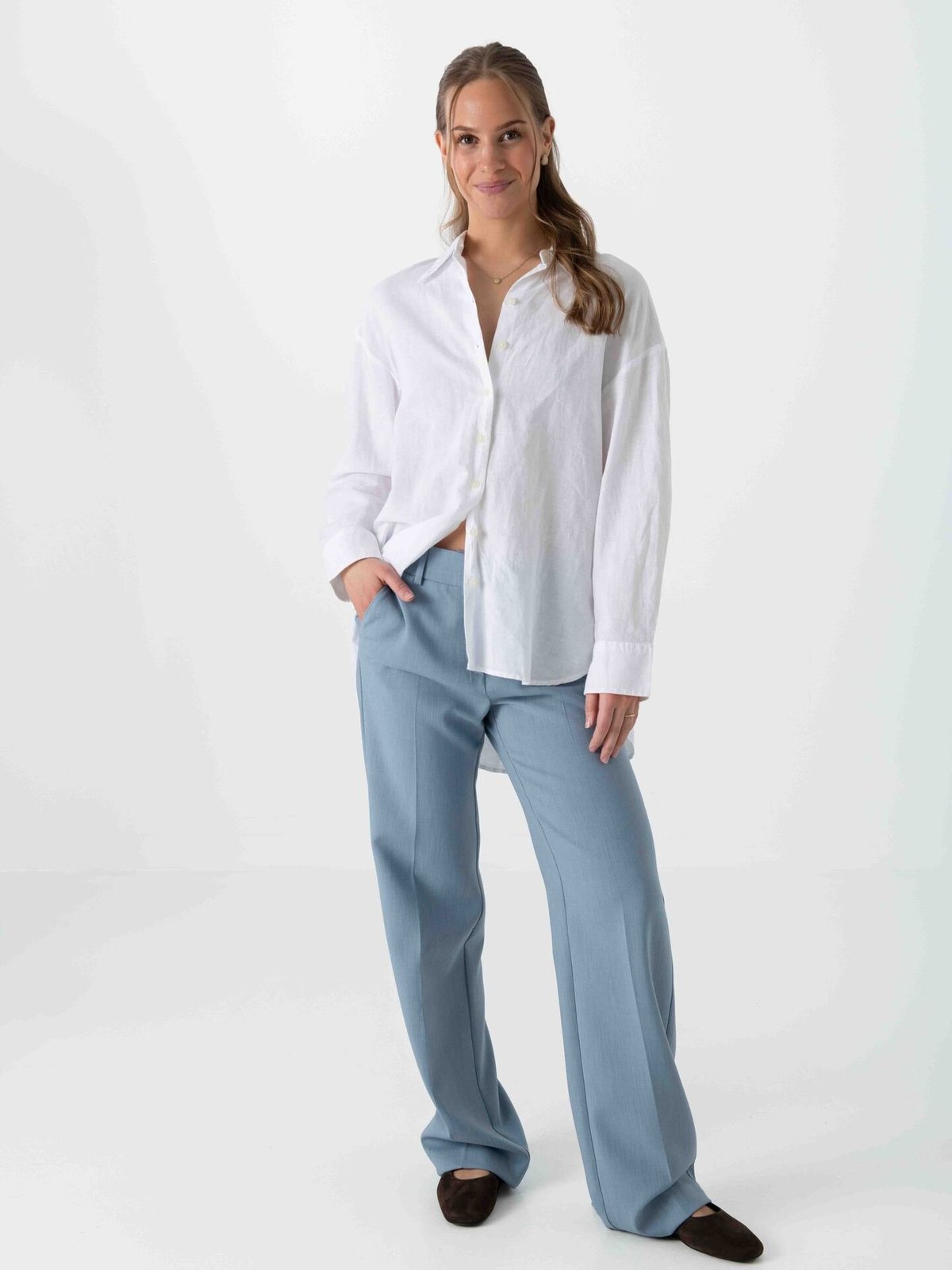 Selected Femme Cleo Oversize Linen Blend Shirt Bright White